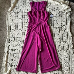 Sleeveless jumpsuit with draped skirting